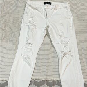 Express Bright White Ripped Jeans